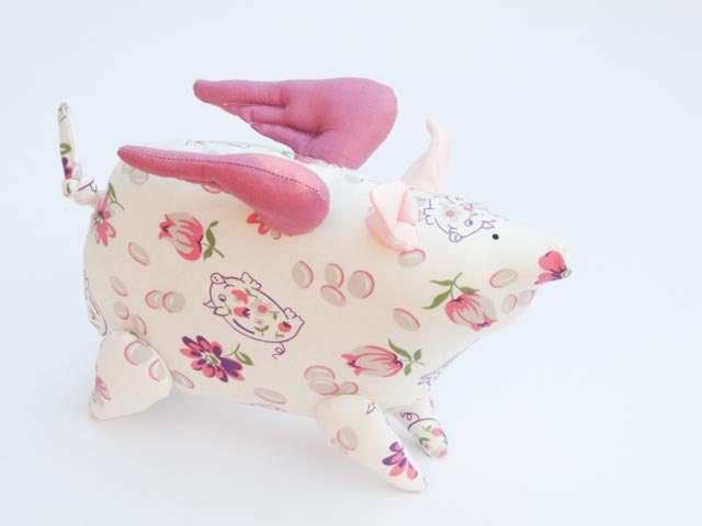 Flying pig - softie,stuffed animal toy, plush soft pig toy.Child friendly stuffed toy- gift idea for birthday,get well and cheer up