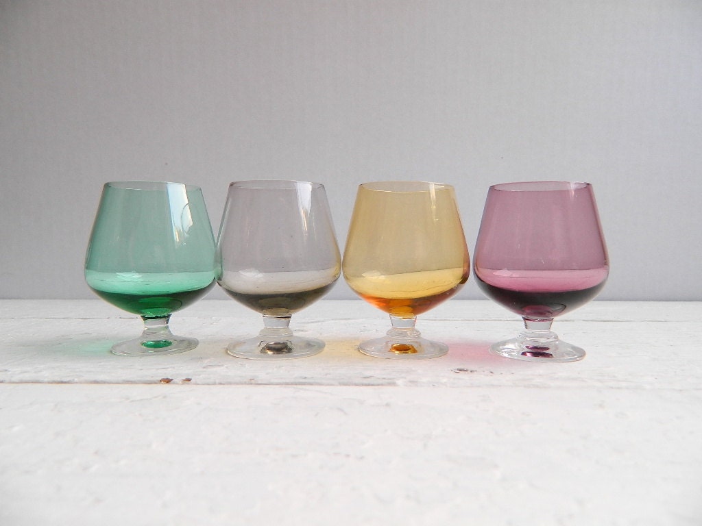 Vintage Glass Mini Snifters Cordials Set of 8 Colorful by UpHome