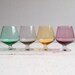Vintage Glass Mini Snifters Cordials - Set of 8 Colorful Tinted Jewel Tone - Gorgeous Multi Colored