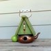 Vintage Copper Tea Kettle Birdhouse, Whimsical Birdhouse, Liime Green, Decorative Birdhouse, Repurposed, Recycled, Reclaimed