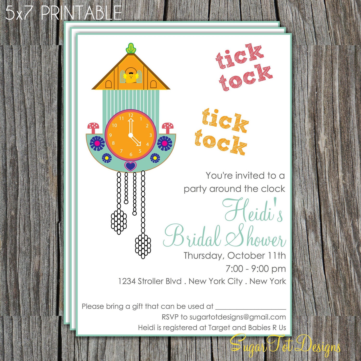 Items similar to Around the Clock Bridal Shower Invitation, Tick Tock