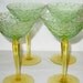 Retro Long Stem Green and Yellow Martini Glasses - Set of Four