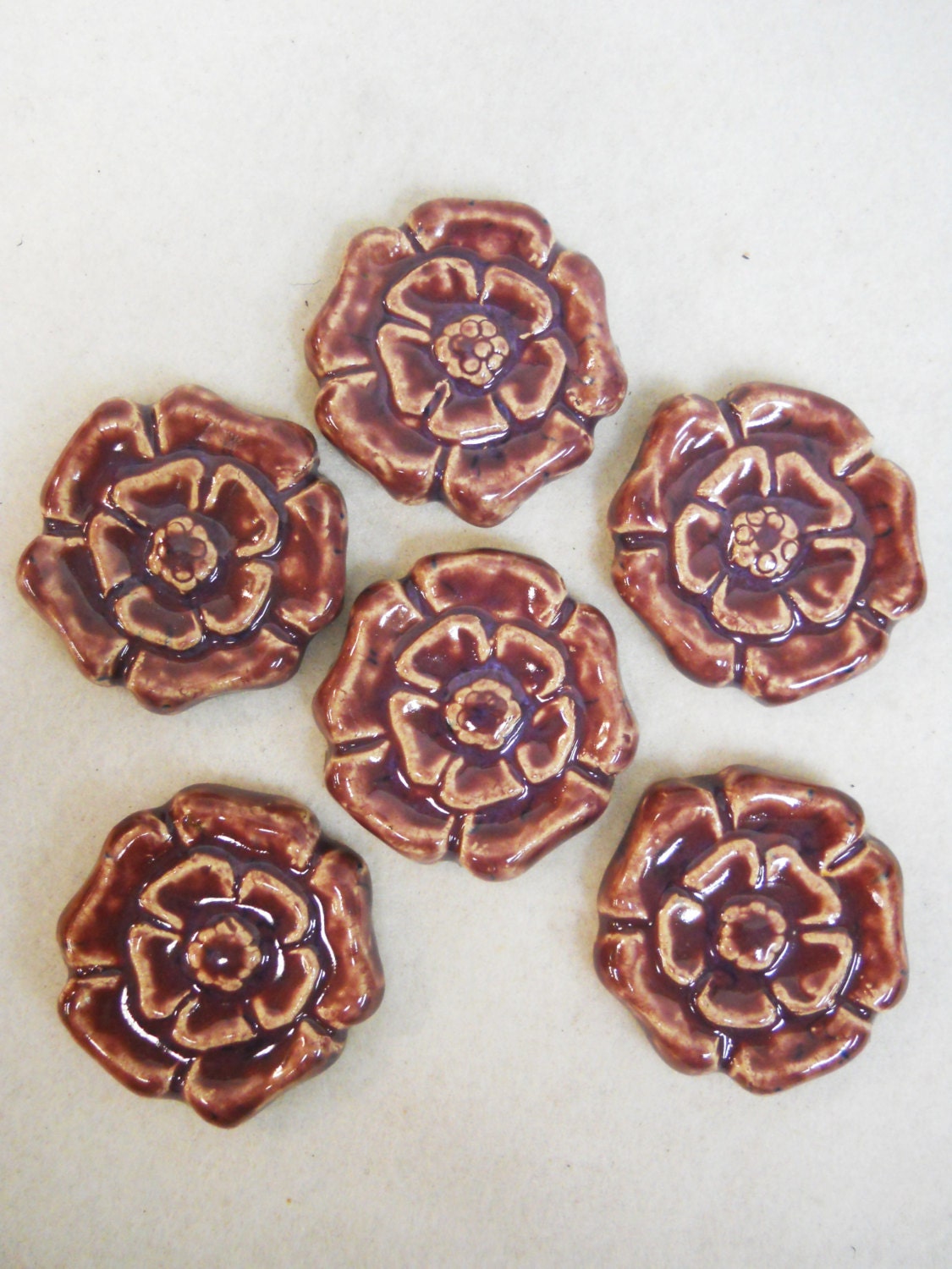 Handmade Decorative Ceramic Tiles Rosette by HouseofWhisperingFir