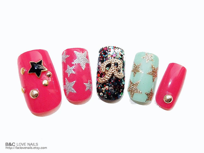 Rock Style Fake Nail Set - " Punk Baby "