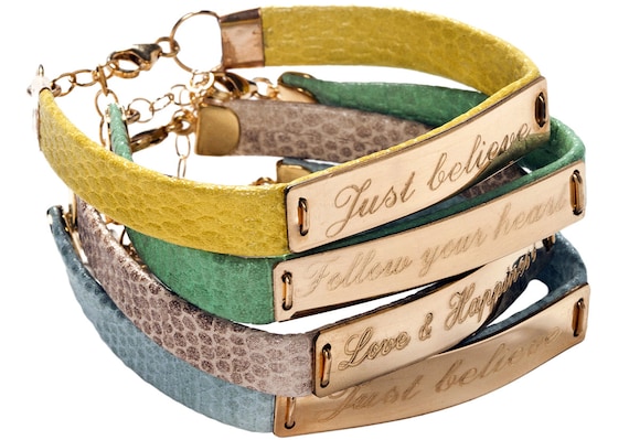 Personalized wish bracelet-leather & goldfilled