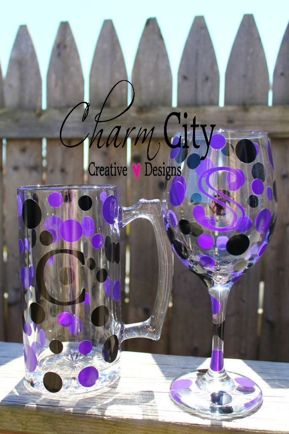 Personalized wine glass & beer mug set