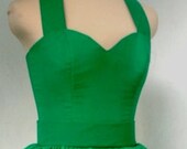 A stunning halter neck 50s cocktail dress in light emerald green chiffon