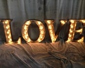 Illuminate with LOVE Marquee letters 18 inch tall LOVE sign polished steel