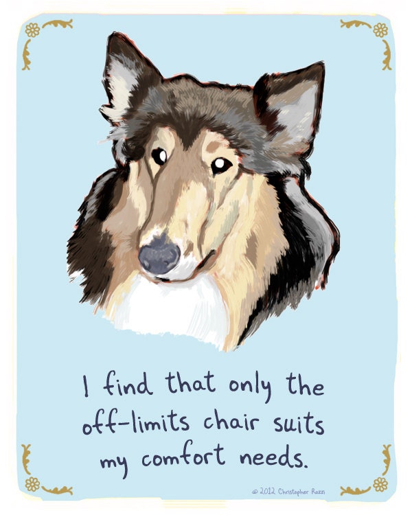 Collie 8x10 Print of Original Painting with phrase