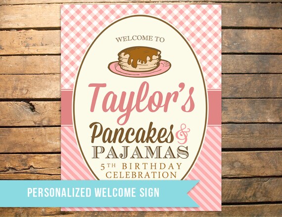 Personalized Pancakes and Pajamas PJs Party Door Sign Il_570xn