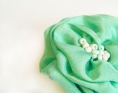 Mint Green Flower - Rose Brooch - Fabric Clip - Textile Pin - Hair Accessories
