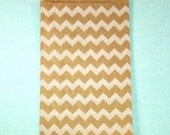 Brown and White Kraft Paper Chevron Gift Bags, Wedding, Baby Shower, Parties, 24ct Brown White Chevron Gift Bags