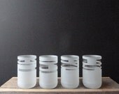 Recycled Bottle Drinking Glasses - Notched Lines Juice
