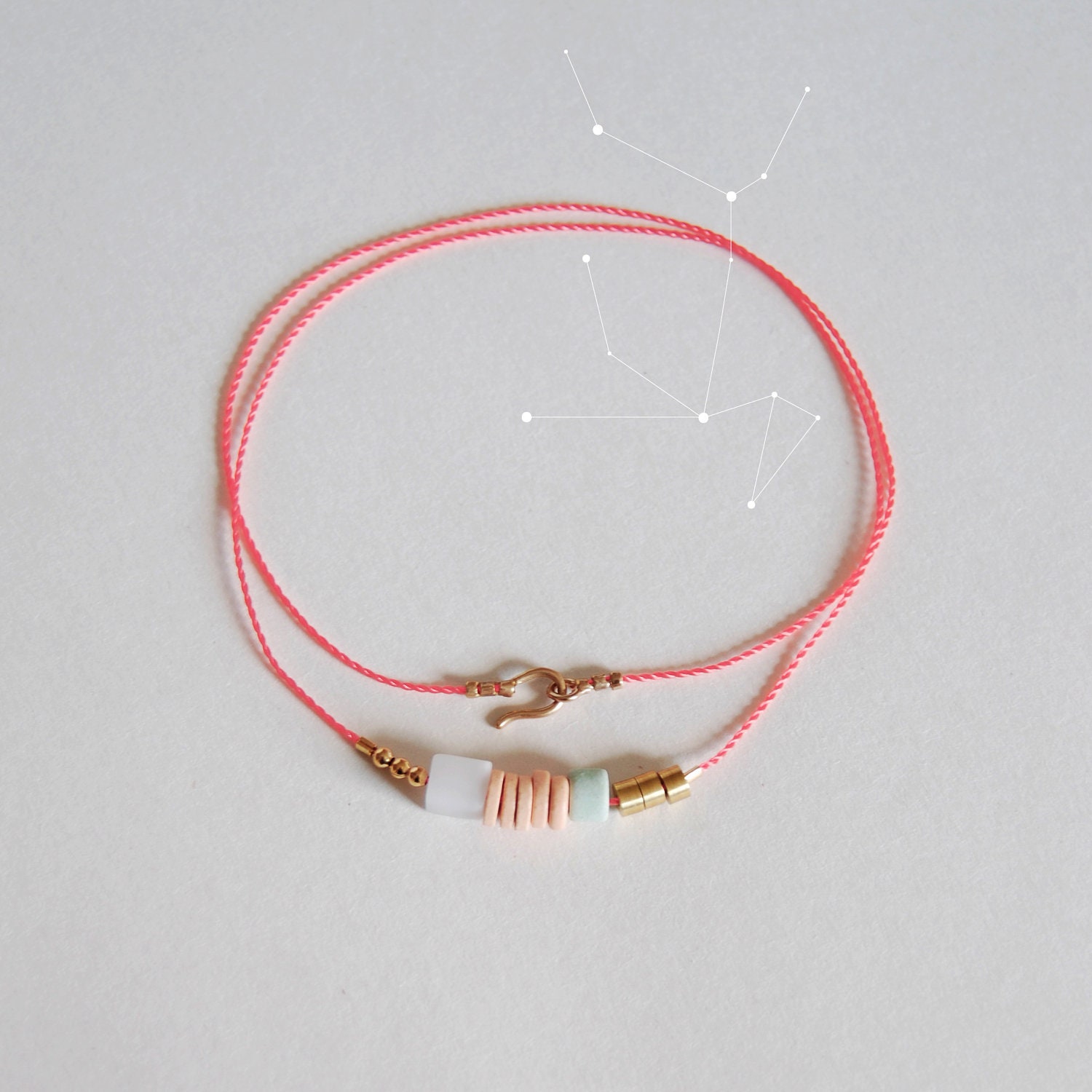 Coral Necklace with Pink and Seafoam Beads, The Capella