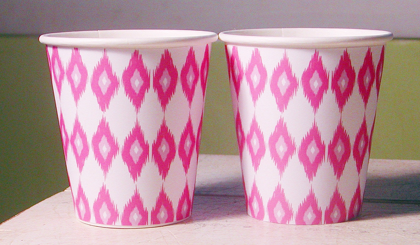 Ikat Double Pink Hot/Cold Paper Party Cups - Set of 12 Il_570xn