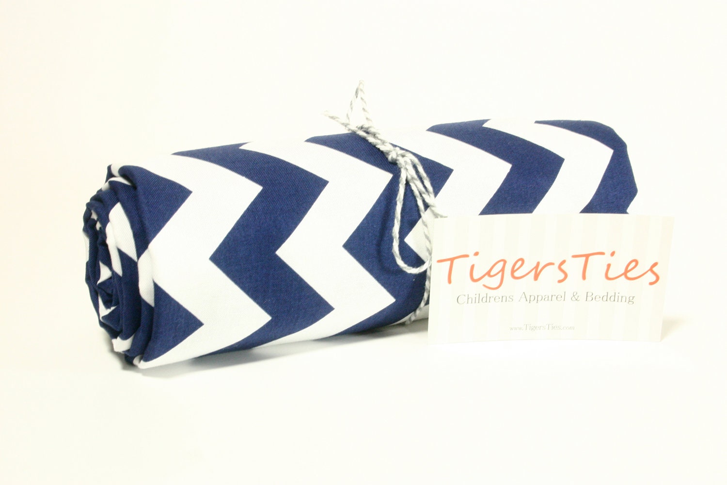 Navy Blue Chevron Crib Sheet - Fitted or Flat