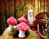 Scarlet Fairy Magic Mushrooms (unscented) - Pottery Potpourri - Aromatherapy - real clay - ceramic - mushrooms - terrarium - gnome