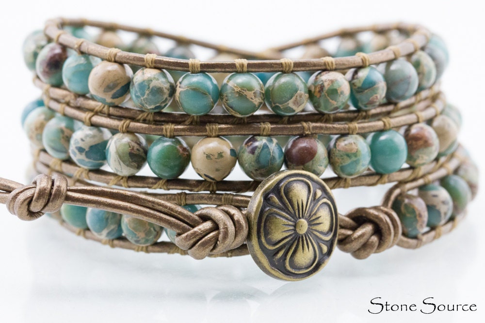 Southwestern Aqua Terra Leather Wrap Bracelet - Chan Luu Style