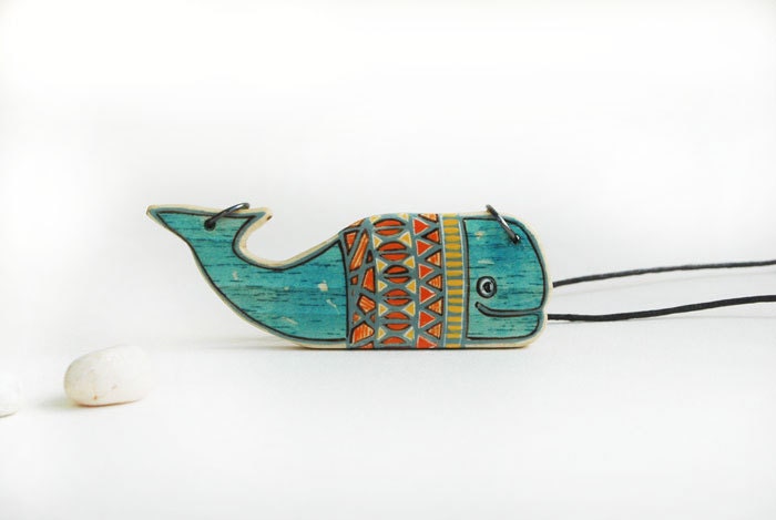 Whale Necklace Animal Necklace Jewelry Wood Necklace Nautical Necklace Jewelry
