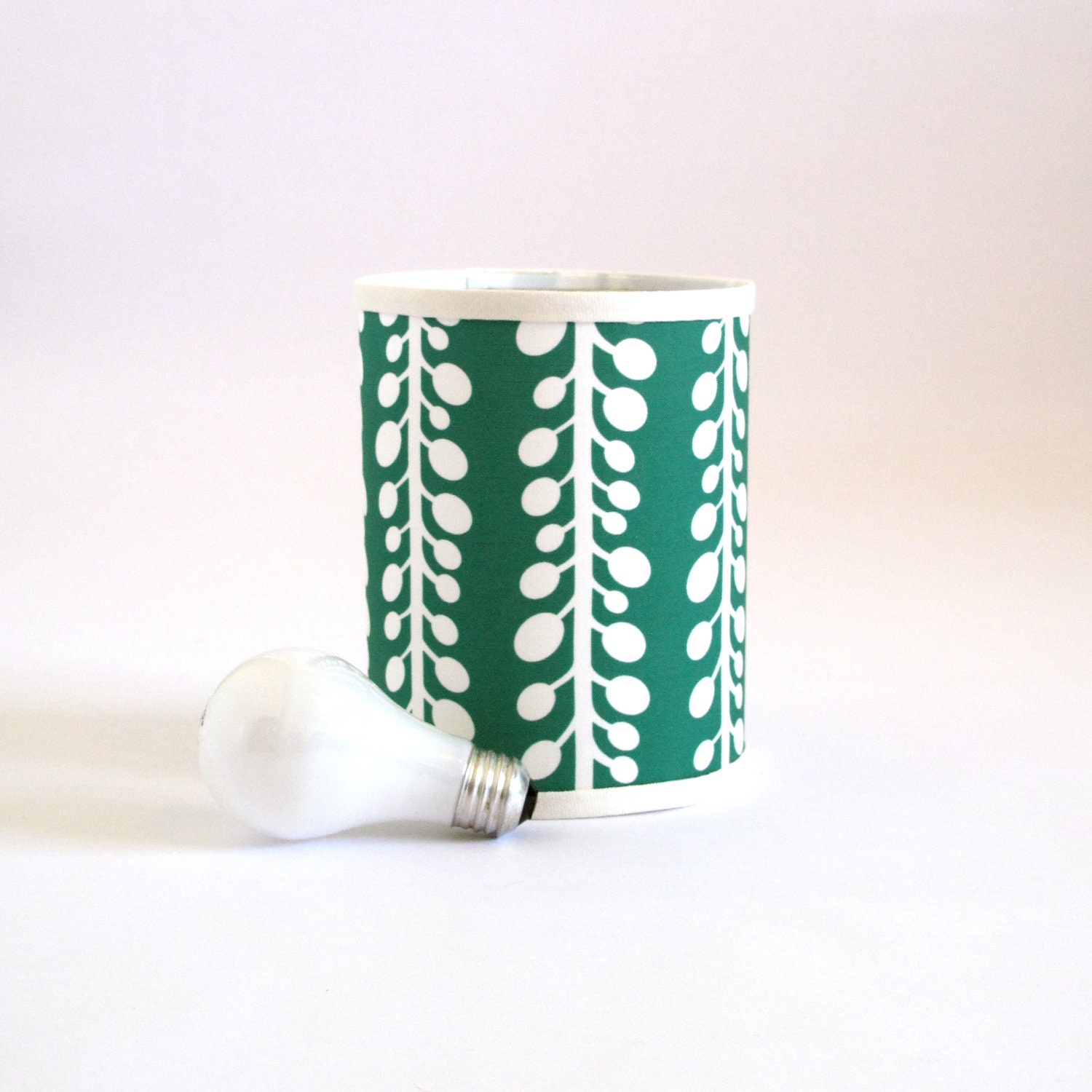 Modern Lamp Shade in Hunter Green Orchid Vines Print- custom lighting available