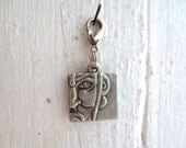 Samurai Dangle Charm: Hawaiian Luau Tiki God Face, Pewter clip on Dangle,Tiki Charm, Macabre Jewelry, Tribal Jewelry, Face Jewelry