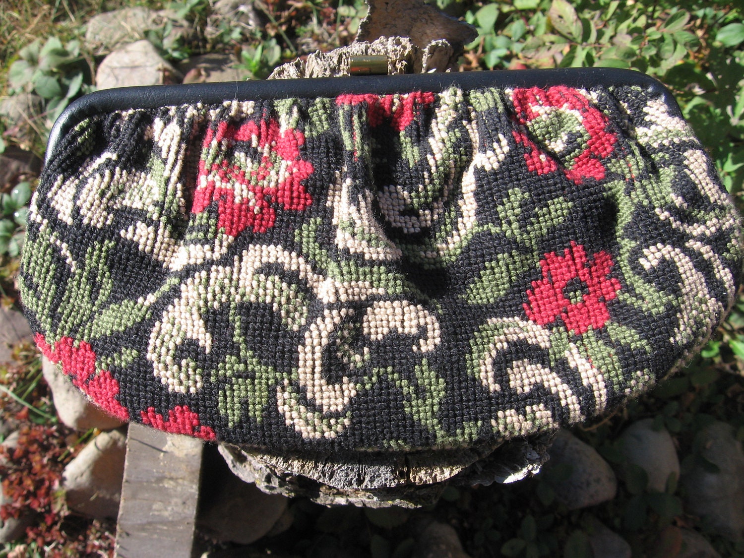 Clearance-Vintage Needlepoint Clutch