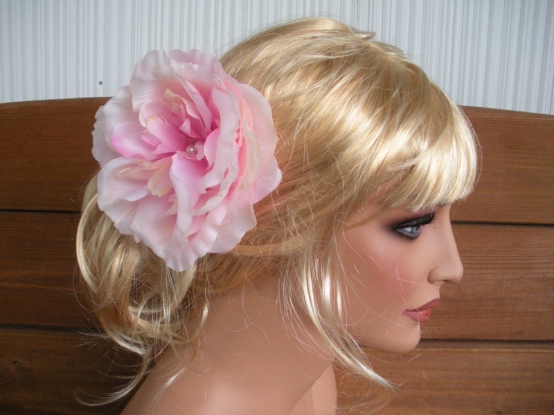 Hair Accessories Wedding Accessories Bridal Flower Hair Clip Light Pink Rose silk flower Pearls