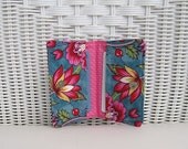 Pink & Turquoise Gift, Business or Credit Card Holder / Card Wallet / Card Holder / Pink Card Holder