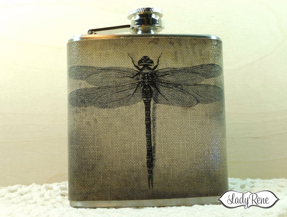 Items similar to Dragonfly Flask LR177 Hip Flask, 6oz Flask, Mens