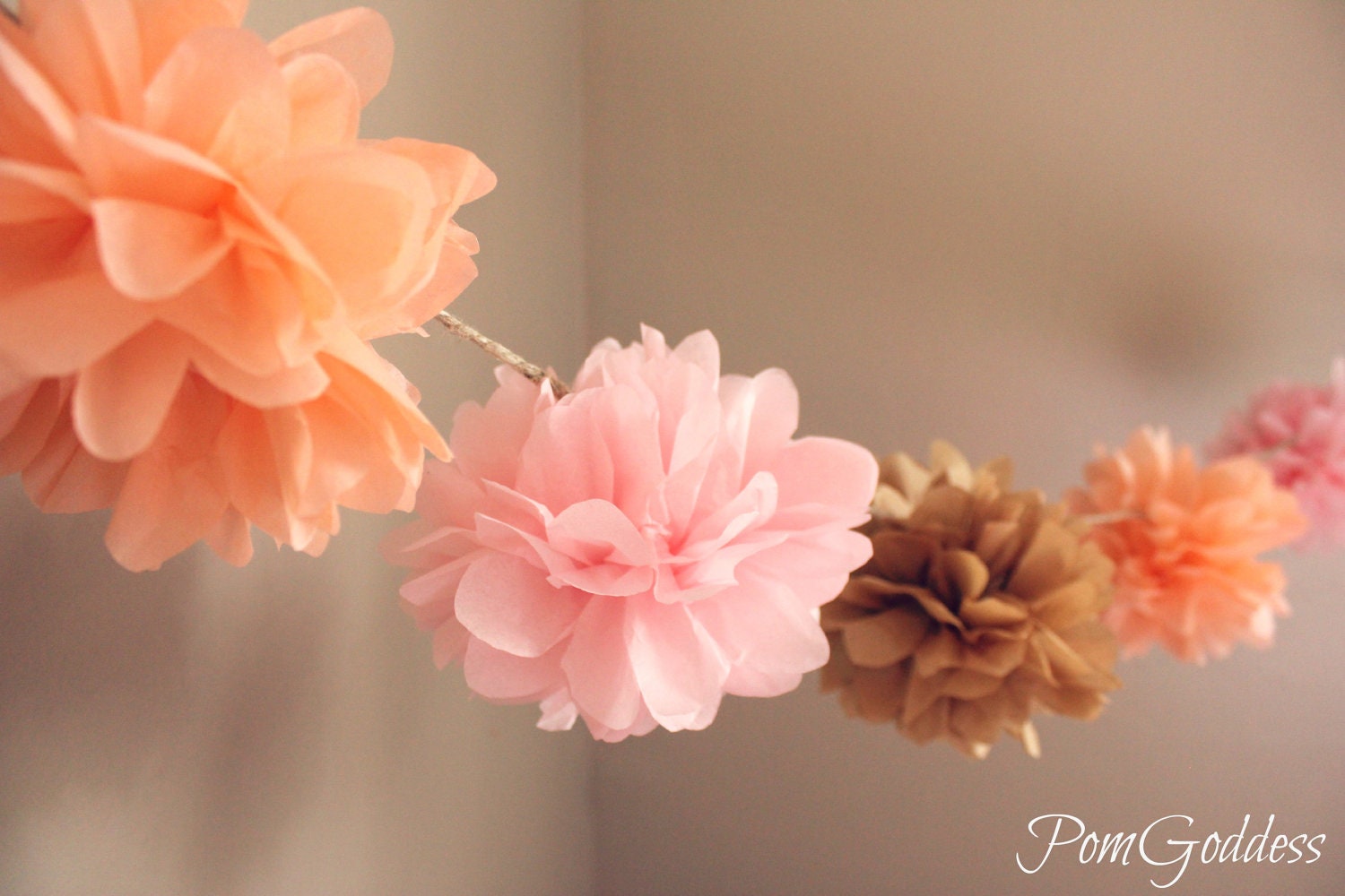 Peachy Love..Wedding Garland - Tissue Paper Garland - Wedding Decor -Birthday Garland-Tissue Poms Il_170x135