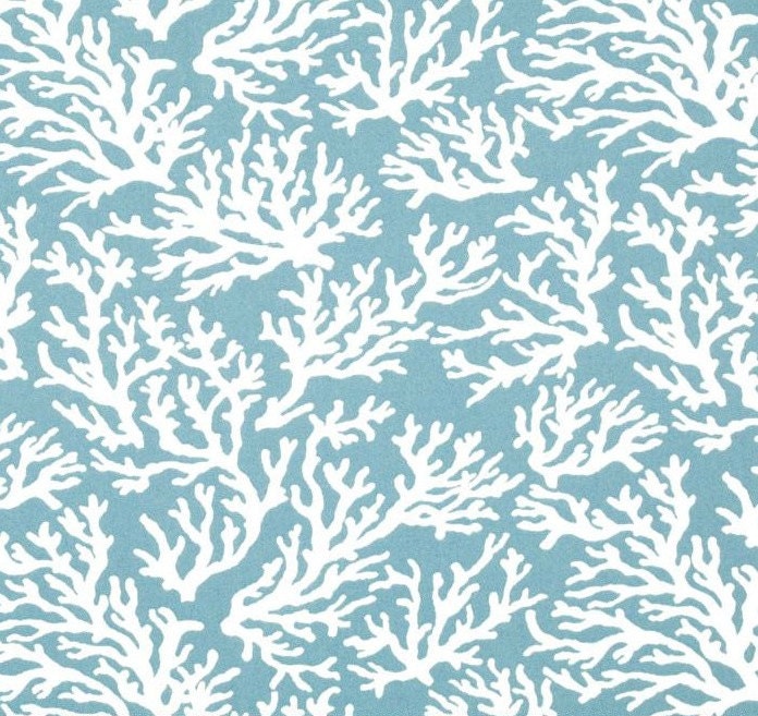 18 inch throw pillow cover, Coral light blue and white. Nautical summer abstract coral pattern, modern print. For indoor use.