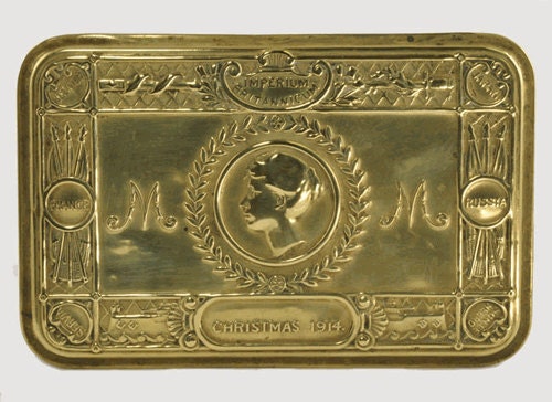 WWI Princess Mary Christmas 1914 Brass Tobacco Gift Box Antique Gift Tin