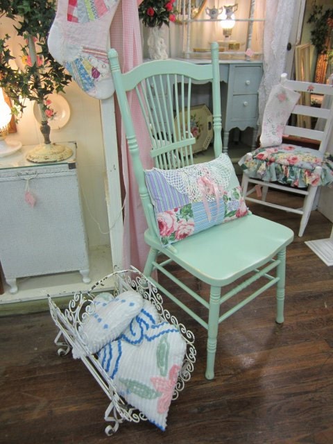 RESERVED for Debbie...Hand Painted Chair...Robins Egg Green...Shabby Distressed