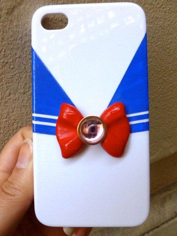 Custom Sailor Moon Inspired iPhone 4,4s, 5 phone case Hand Sculpted and Painted Sailor Outfit