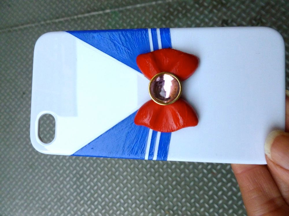 Custom Sailor Moon Inspired iPhone 4,4s, 5 phone case Hand Sculpted and Painted Sailor Outfit