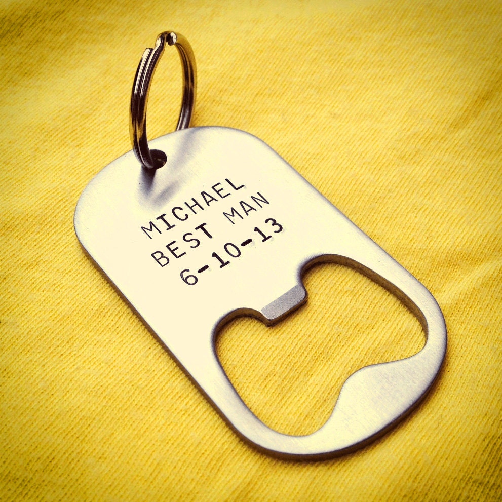 GIFT FOR GROOMSMAN - Personalized Keychain Bottle Opener Steel - Wedding Best Man