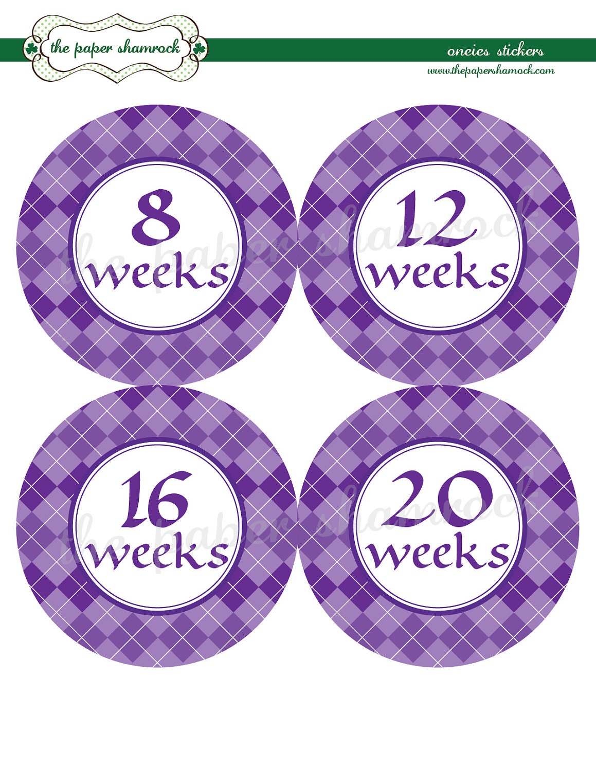Argyle Baby Bump Stickers, Pregnancy Stickers, Week Stickers Il_570xn