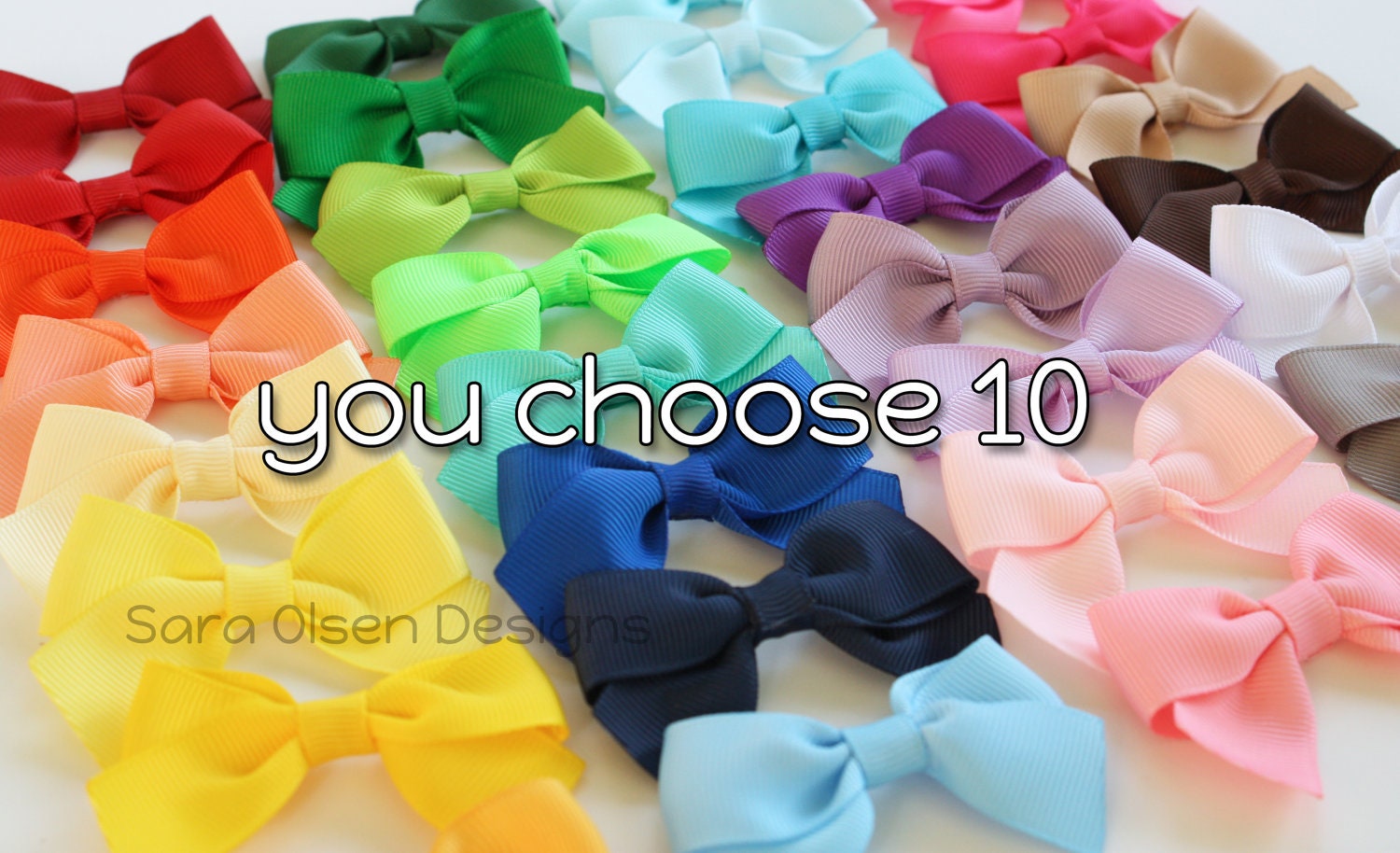Classic Hairbows, You Choose 10, Simple Bows, 2.5 Inch Hairbows, Hair Clips, Custom Color, Back to School, Small Hair Clips