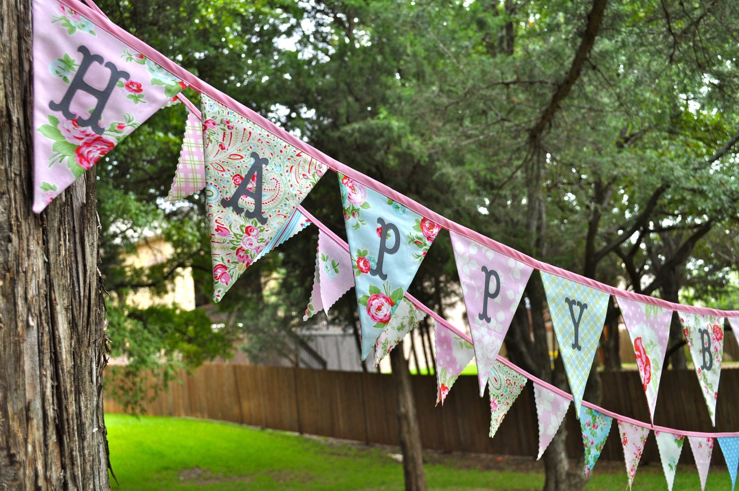 Delilah by Tanya Whelan Happy Birthday fabric banner bunting, birthday party decoration, photo prop, babys room decor