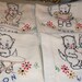 Vintage Kitchen Dish Towels Embroidered Kitten Dish Towels Muslin Cotton Cottage Shabby Chic Cat Towels Vintage Linens