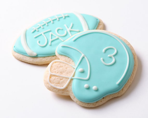 Football & Helmet Sugar Cookies by guiltyconfections on Etsy
