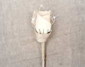 Mini Little Boy's Upcycled Vintage Book Flower and Russian Netting Wedding Boutonniere, Burlap - Ring Bearer, Child, Children's
