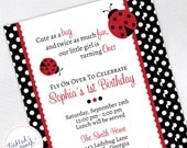 Ladybug Birthday Party Invitation - 1st Birthday Party - Custom Kids / Childrens Birthday Invite Il_170x135