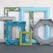 Aqua, Teal, Greys and Greens - Modern Ornate Frames Set of 6 Upcycled Painted Frames.. great for Gallery Wall, Modern Decor