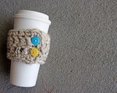 CUSTOMIZABLE Crochet Buttoned Coffee Mug Cozy Sleeve