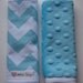 Riley Blake Blue Chevrons w/Turquoise Dimple Dot Minky Car Seat Strap Covers