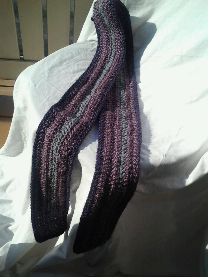 Simple and Soft OOAK Purple and Grey Scarf