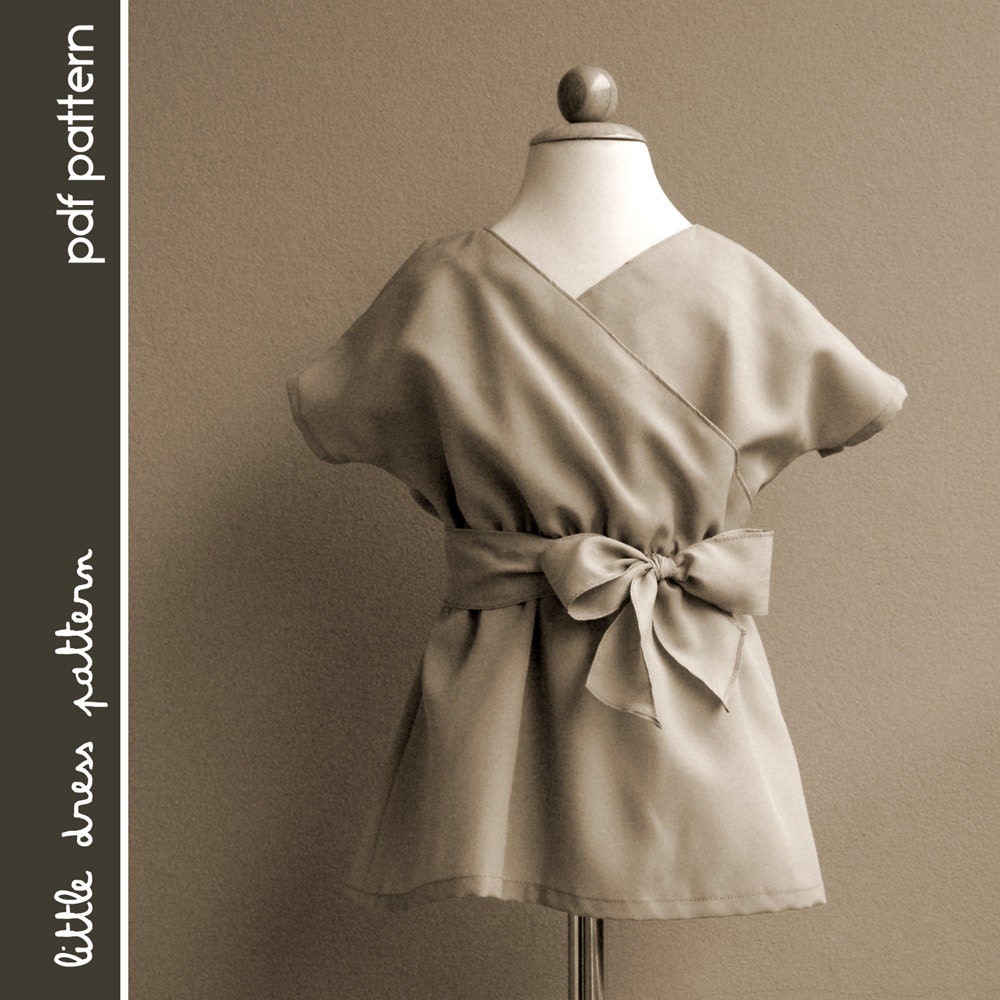 Kimono Dress - PDF Pattern - Size 12 months to 8 years old and tutorial.