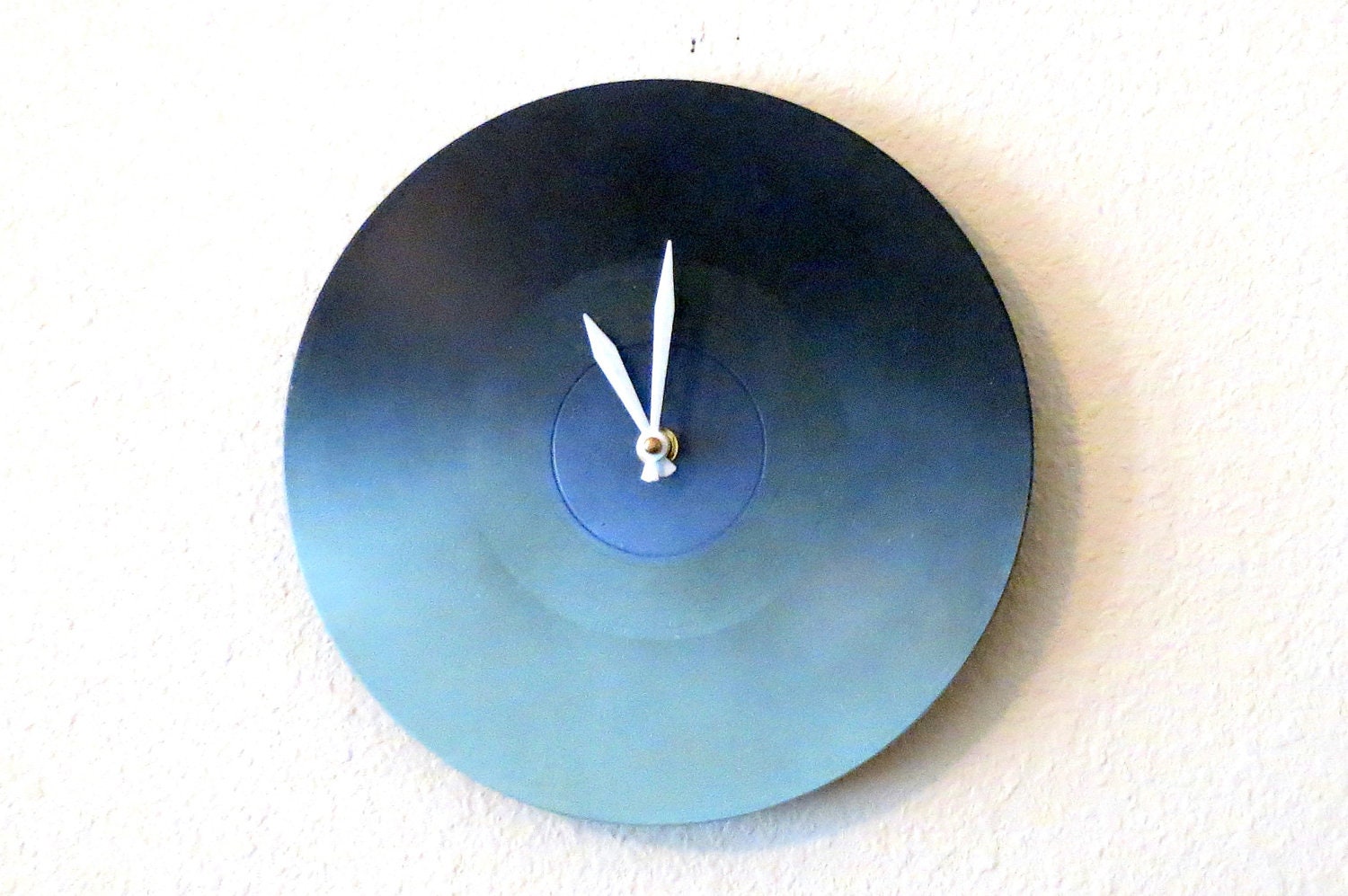 Small Wall Clock, Blue Ombre, Housewares, Home and Living, Geekery, Eco Friendly Decor, Unique Clock, Retro Clock, Unique Gift, trending