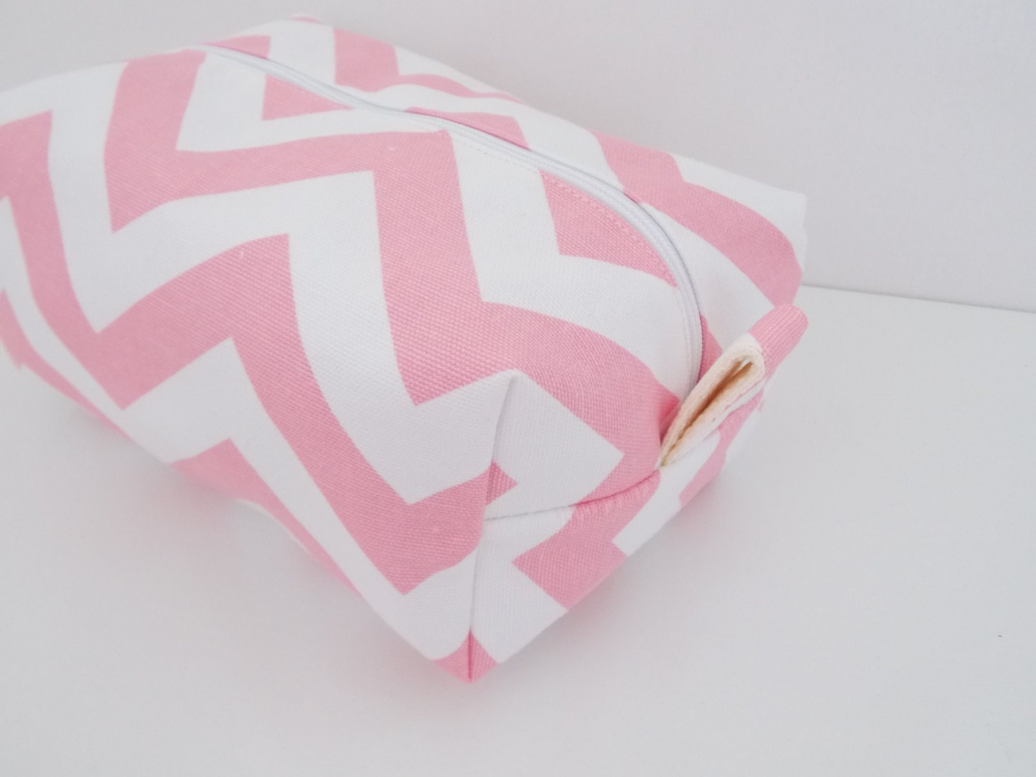 Pink Chevron Make up Bag  - Cosmetic Pouch -  Lunch Bag - Wet Bag -Waterproof Bag